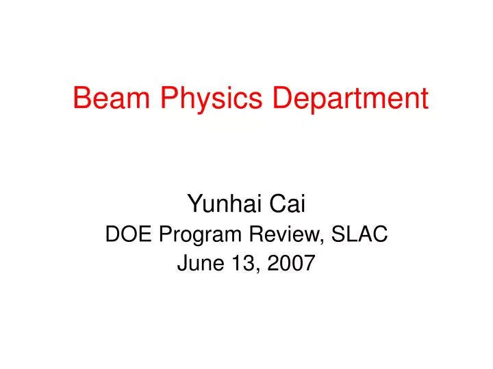 beam physics department
