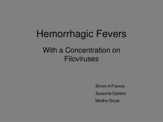 Hemorrhagic Fevers