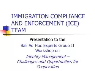 IMMIGRATION COMPLIANCE AND ENFORCEMENT (ICE) TEAM