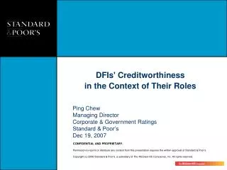 DFIs' Creditworthiness in the Context of Their Roles