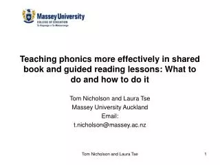 Teaching phonics more effectively in shared book and guided reading lessons: What to do and how to do it