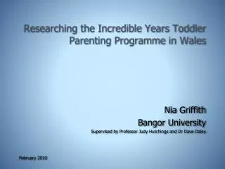 Researching the Incredible Years Toddler Parenting Programme in Wales