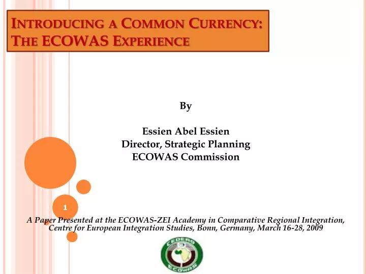 introducing a common currency the ecowas experience