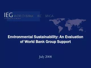 Environmental Sustainability: An Evaluation of World Bank Group Support