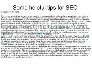 Some helpful tips for SEO