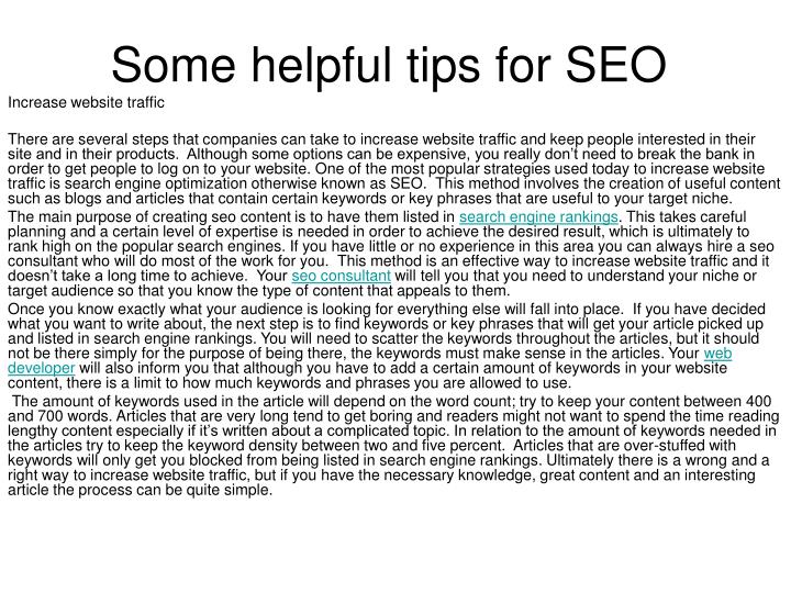 some helpful tips for seo