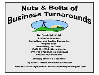 Dr. David M. Kohl Professor Emeritus Agricultural and Applied Economics Virginia Tech Blacksburg, VA 24060 (540) 961-20