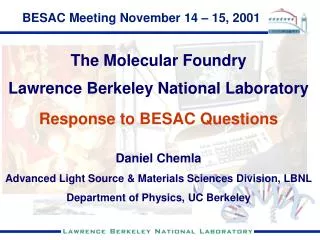 BESAC Meeting November 14 – 15, 2001