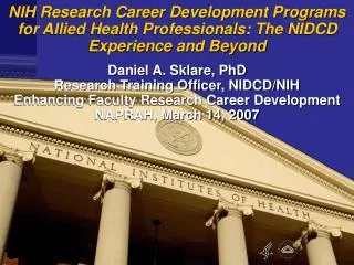 Mission of the National Institute on Deafness and Other Communication Disorders (NIDCD)