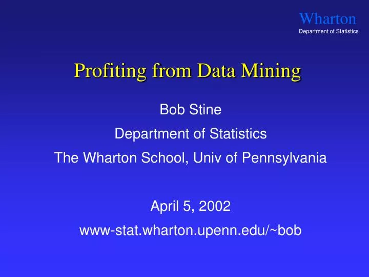 profiting from data mining