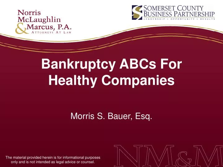 bankruptcy abcs for healthy companies