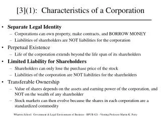 [3](1): Characteristics of a Corporation