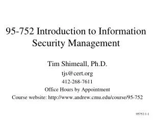 95-752 Introduction to Information Security Management