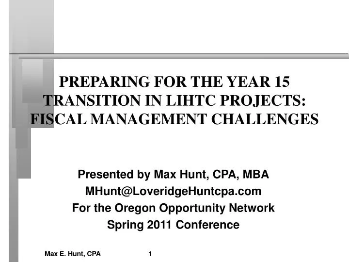 preparing for the year 15 transition in lihtc projects fiscal management challenges