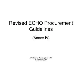 Revised ECHO Procurement Guidelines
