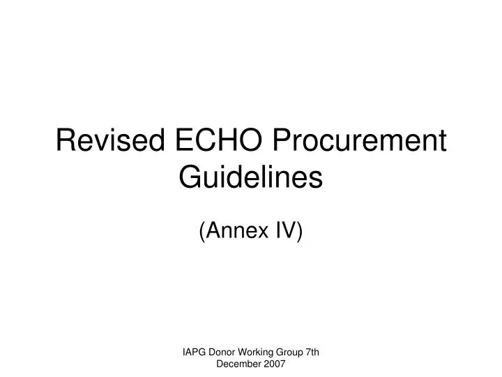 revised echo procurement guidelines