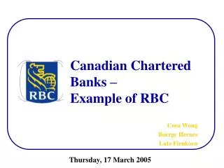 Canadian Chartered Banks – Example of RBC