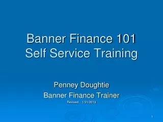 Banner Finance 101 Self Service Training