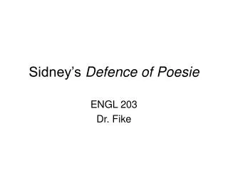 Sidney’s Defence of Poesie