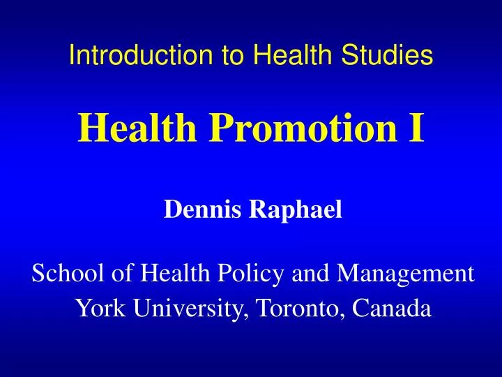 introduction to health studies health promotion i