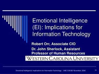Emotional Intelligence (EI): Implications for Information Technology