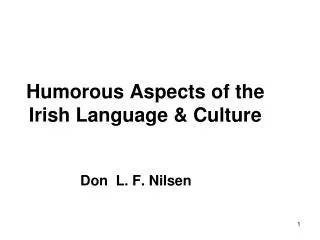 Humorous Aspects of the Irish Language &amp; Culture