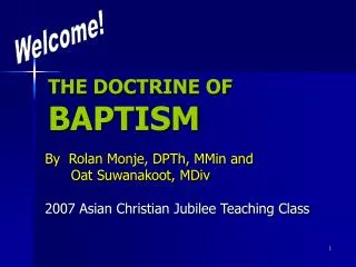 THE DOCTRINE OF BAPTISM