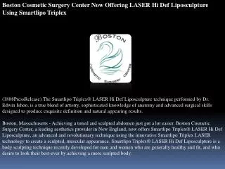 Boston Cosmetic Surgery Center Now Offering LASER Hi Def Lip