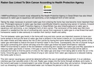 Radon Gas Linked To Skin Cancer According to Health Protecti