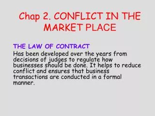 Chap 2. CONFLICT IN THE MARKET PLACE