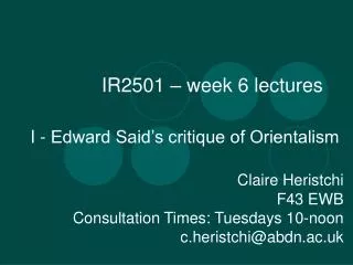 IR2501 – week 6 lectures