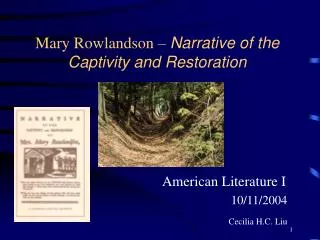 Mary Rowlandson – Narrative of the Captivity and Restoration