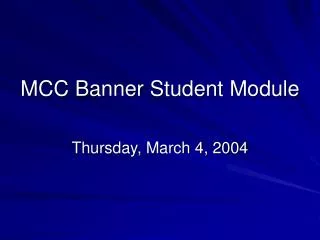 MCC Banner Student Module