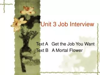 Unit 3 Job Interview