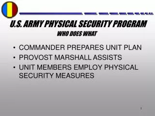 U.S. ARMY PHYSICAL SECURITY PROGRAM