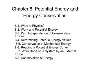Chapter 8. Potential Energy and Energy Conservation