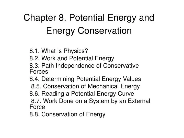 chapter 8 potential energy and energy conservation