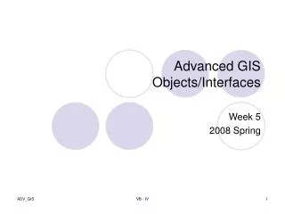Advanced GIS Objects/Interfaces