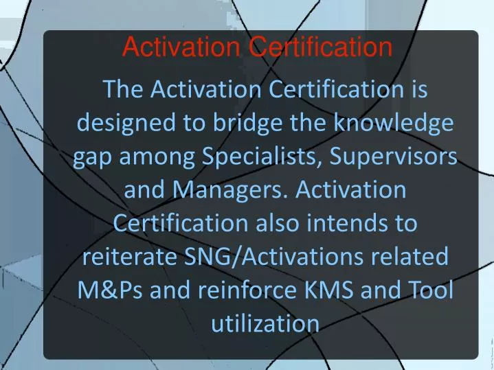 activation certification