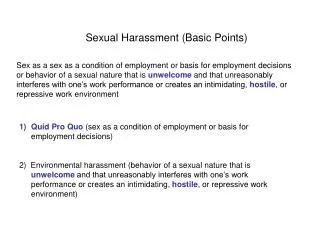 Sexual Harassment (Basic Points)