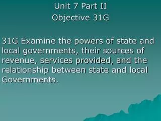 Unit 7 Part II Objective 31G