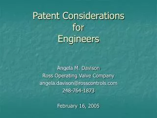 Patent Considerations for Engineers