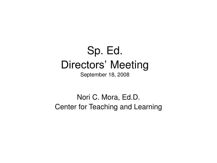 sp ed directors meeting september 18 2008
