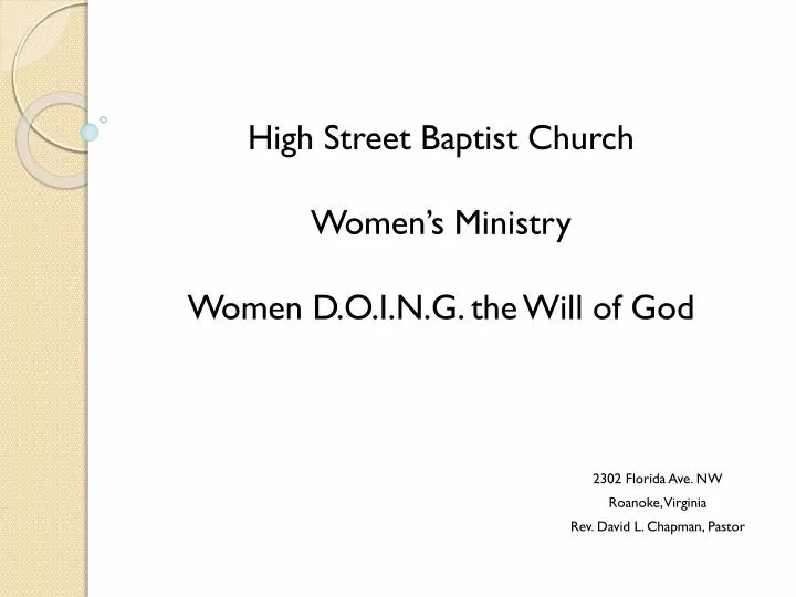 high street baptist church women s ministry women d o i n g the will of god