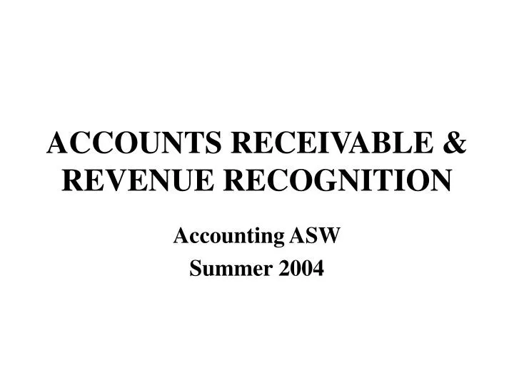 accounts receivable revenue recognition