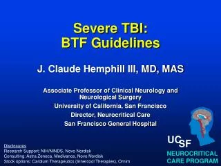 Severe TBI: BTF Guidelines