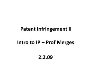 Patent Infringement II