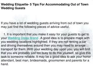 Wedding Etiquette- 5 Tips For Accommodating Out of Town Wedd