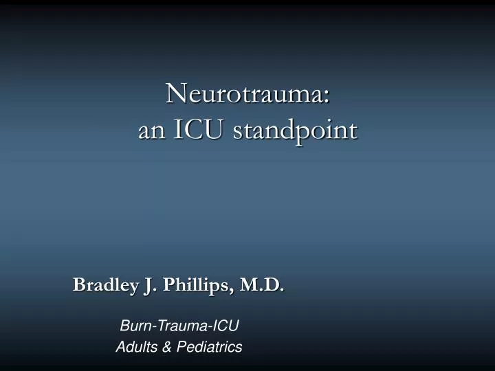 neurotrauma an icu standpoint
