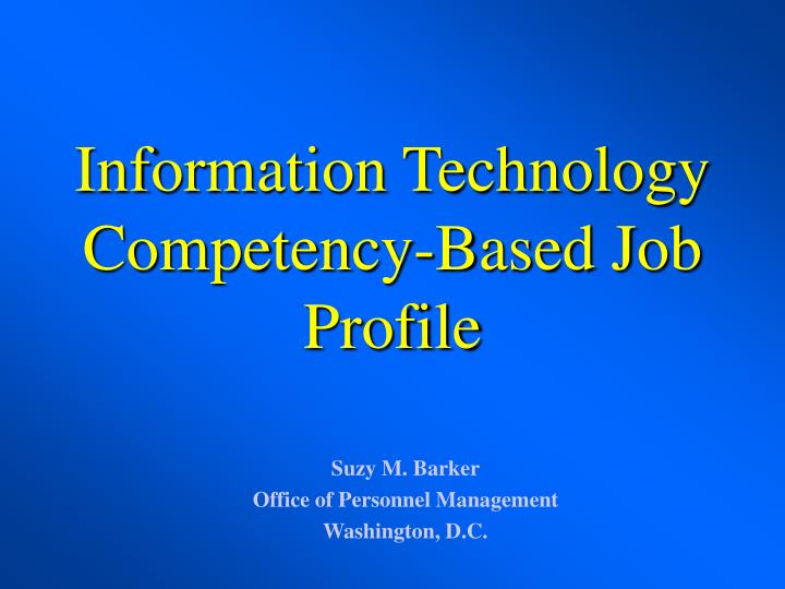 information technology competency based job profile